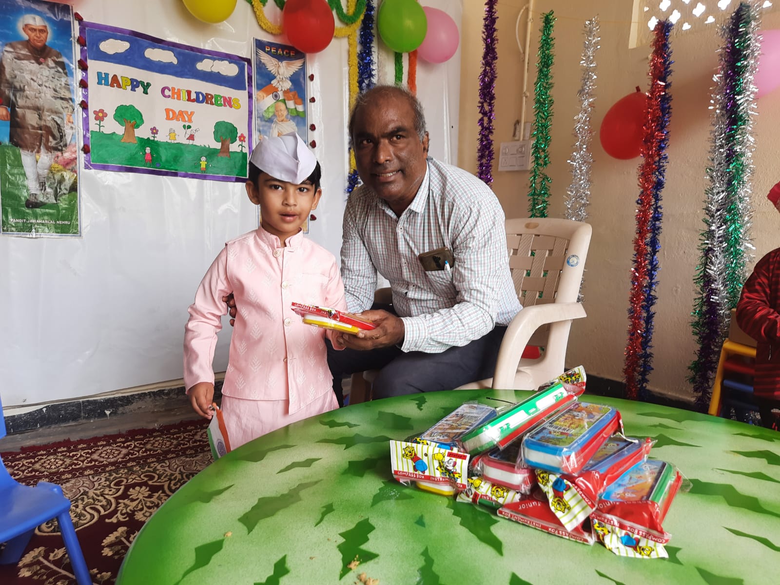 Preschool group playing educational games