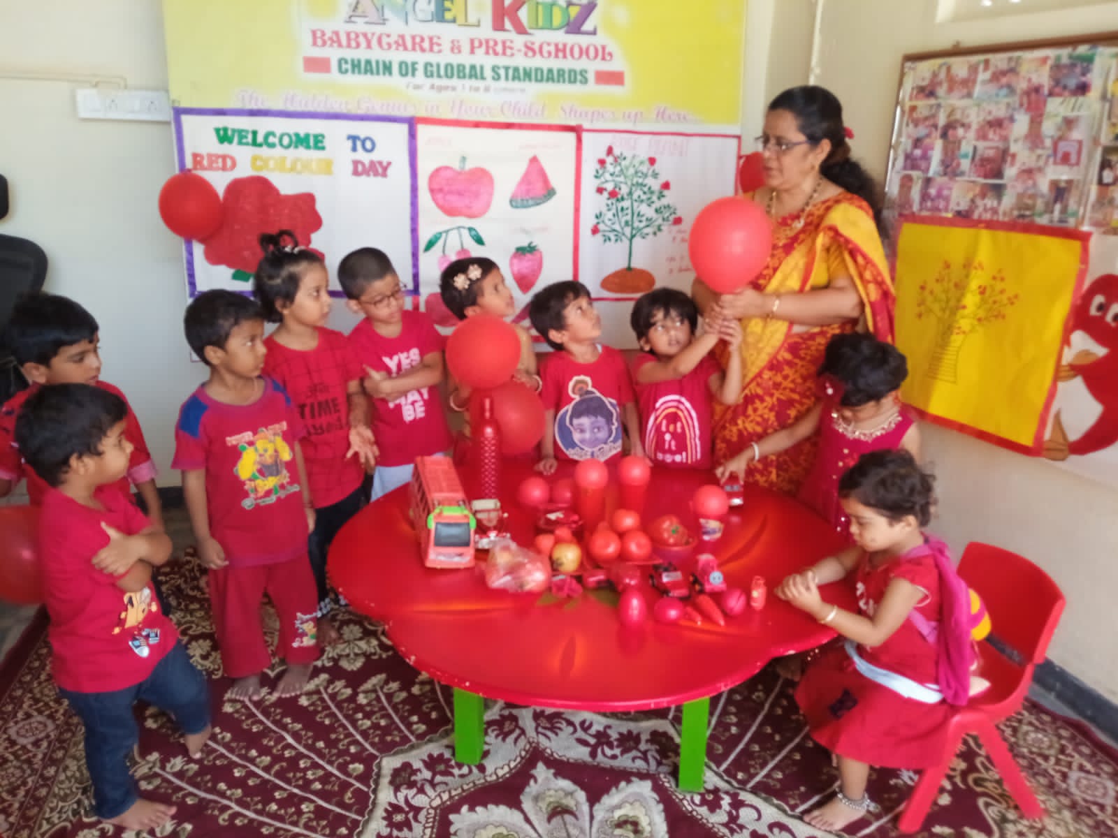 Teacher caring for children