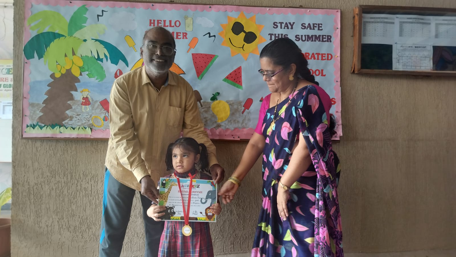 Happy preschool children learning